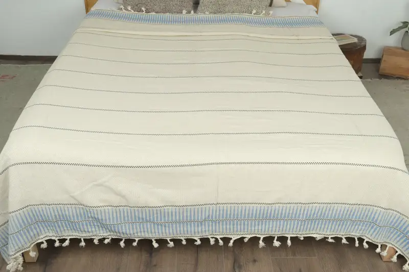 Gift For Bride, Turkish Throw Blanket, Throw Blanket Couch, Bedspread, Aesthetic Blanket, 104x96 Linen Striped Towel, Boho Throw Blankets - 8