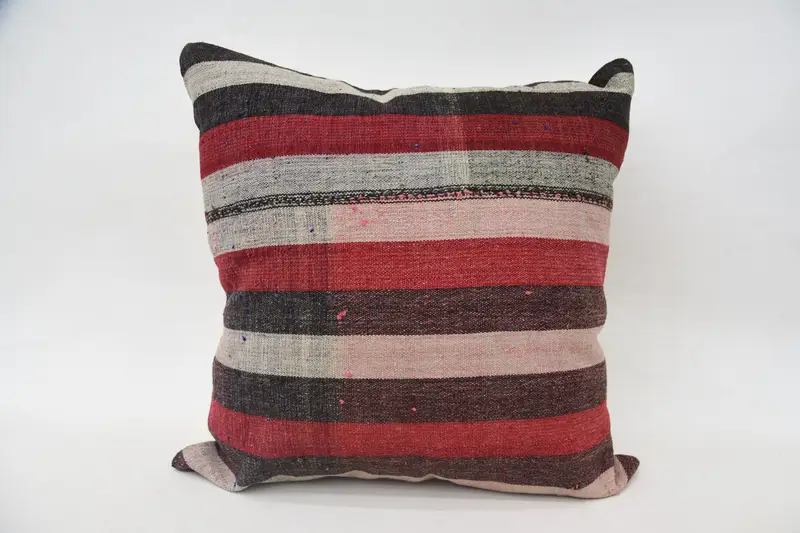 Cushion Cover, Pillow for Couch, Nomadic Cushion, Antique Pillows, Vintage Pillow, 24x24 Red Pillow Case, Morroccon Kilim Cushion Pillow Cover - 1