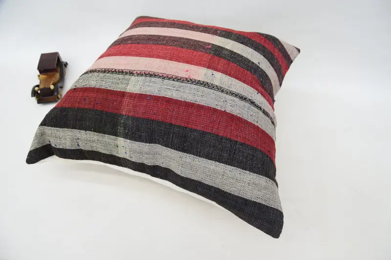 Cushion Cover, Pillow for Couch, Nomadic Cushion, Antique Pillows, Vintage Pillow, 24x24 Red Pillow Case, Morroccon Kilim Cushion Pillow Cover - 5