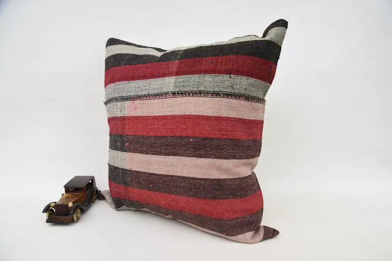 Cushion Cover, Pillow for Couch, Nomadic Cushion, Antique Pillows, Vintage Pillow, 24x24 Red Pillow Case, Morroccon Kilim Cushion Pillow Cover - 3
