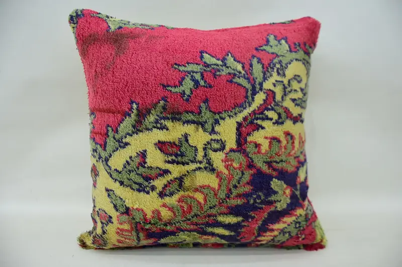 Cushion, Turkish Corner Cushion Case, Kilim Pillow, Custom Cushion Cover, 16x16 Pink Pillow, Vintage Kilim Pillow, Vintage Pillow - 4