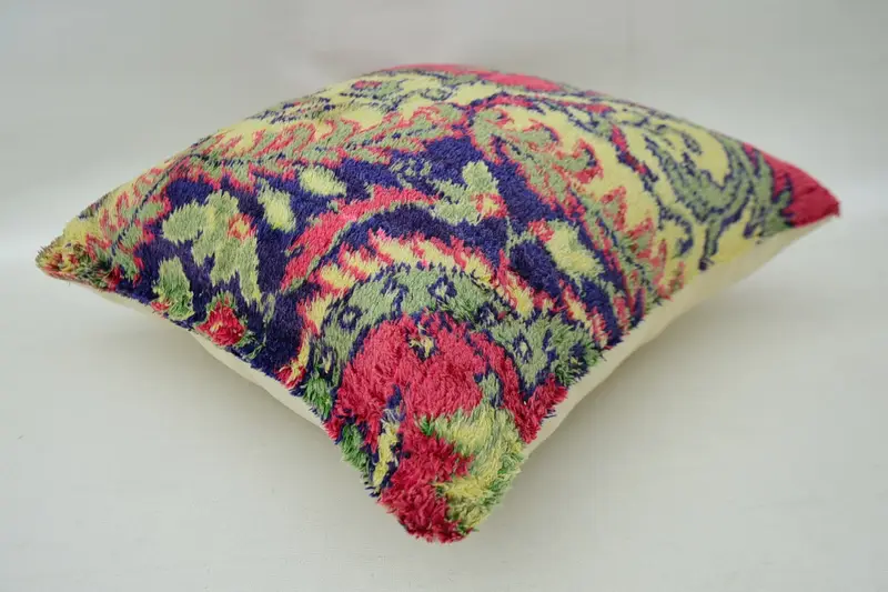 Cushion, Turkish Corner Cushion Case, Kilim Pillow, Custom Cushion Cover, 16x16 Pink Pillow, Vintage Kilim Pillow, Vintage Pillow - 6