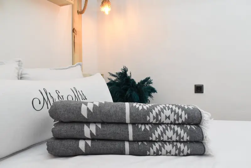 Woven Throw Blanket, 84x56 Cotton Kilim Towel, Custom Wedding Gifts, Decorative Bedspread, Family Gift Basket, Personalized Blanket, Engagement Gift - 2