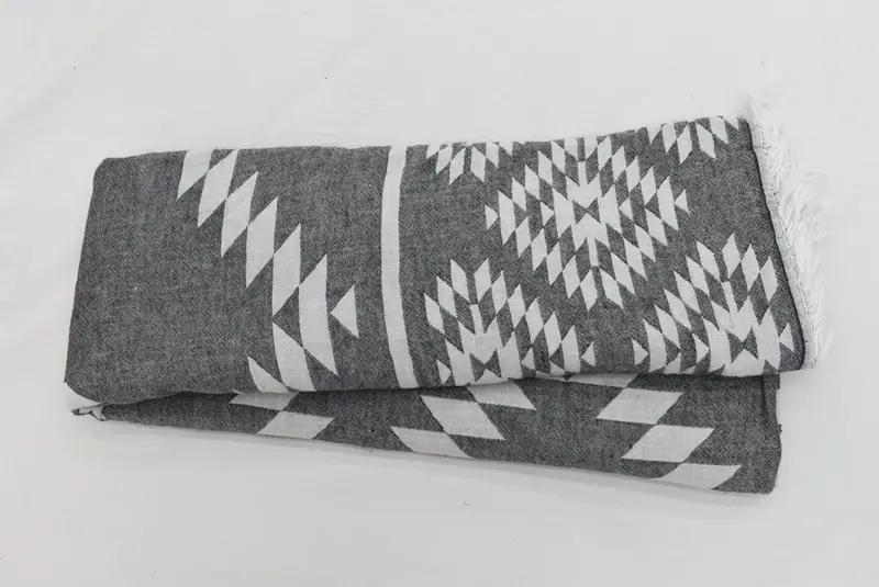 Woven Throw Blanket, 84x56 Cotton Kilim Towel, Custom Wedding Gifts, Decorative Bedspread, Family Gift Basket, Personalized Blanket, Engagement Gift - 3