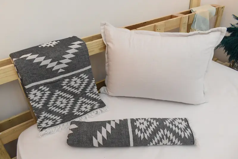 Woven Throw Blanket, 84x56 Cotton Kilim Towel, Custom Wedding Gifts, Decorative Bedspread, Family Gift Basket, Personalized Blanket, Engagement Gift - 6