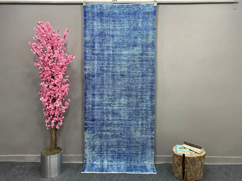 Blue Ikat Rug, 2.8x7 ft Elegant Home Decor