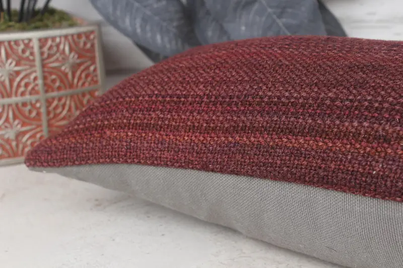 Vintage Kilim Pillow, Turkish Kilim Pillow, Boho Pillow, 8x16 Purple Cushion, Garden Cushion Cover, Bolster Throw Cushion Case, Pillow - 7