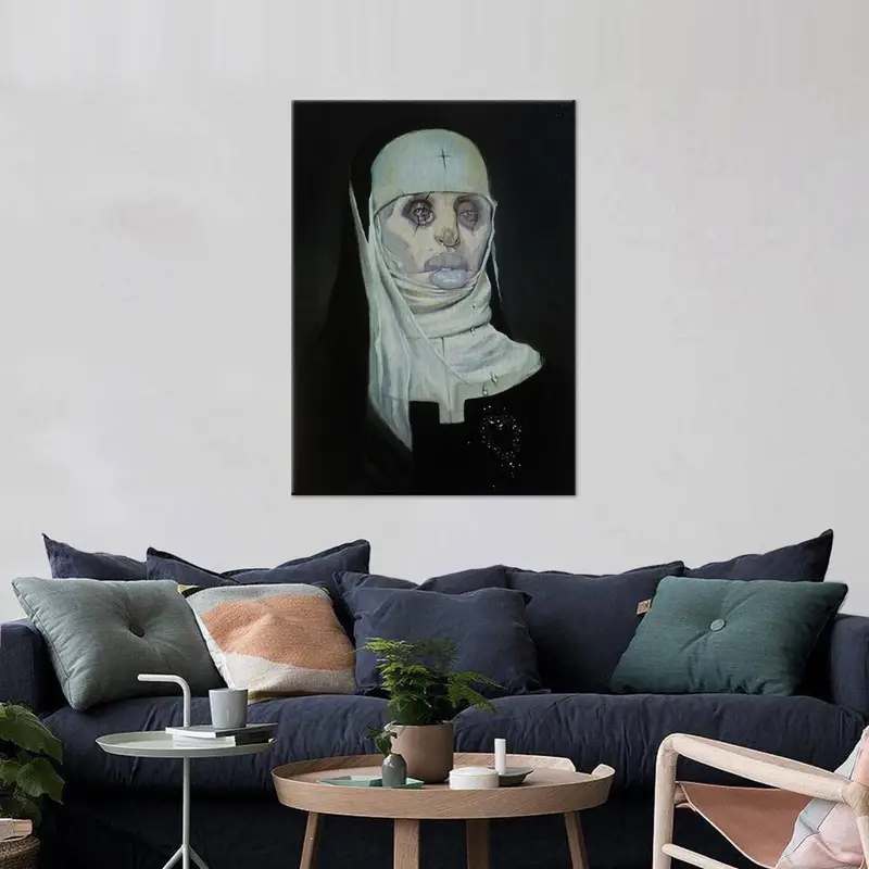 Scary Nun Art, Nun Canvas Art, , Horror Nun Art, Priestess Wall Art, Abstract Nun Decor, Modern Artwork, Wall Art Decor, Home Art Decor - 2