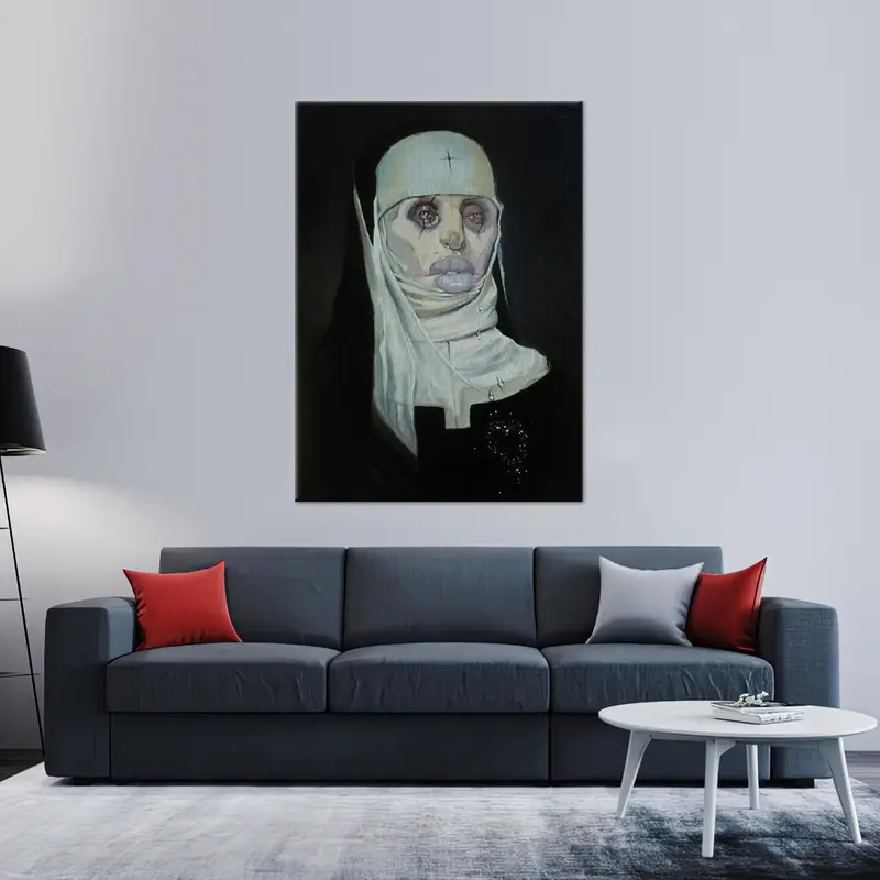 Scary Nun Art, Nun Canvas Art, , Horror Nun Art, Priestess Wall Art, Abstract Nun Decor, Modern Artwork, Wall Art Decor, Home Art Decor - 1
