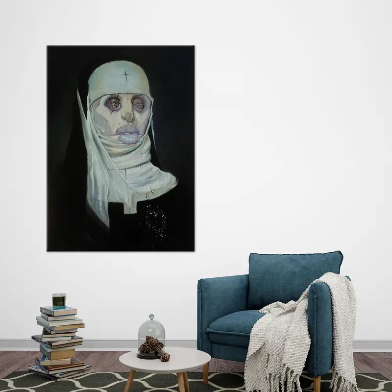 Scary Nun Art, Nun Canvas Art, , Horror Nun Art, Priestess Wall Art, Abstract Nun Decor, Modern Artwork, Wall Art Decor, Home Art Decor - 3