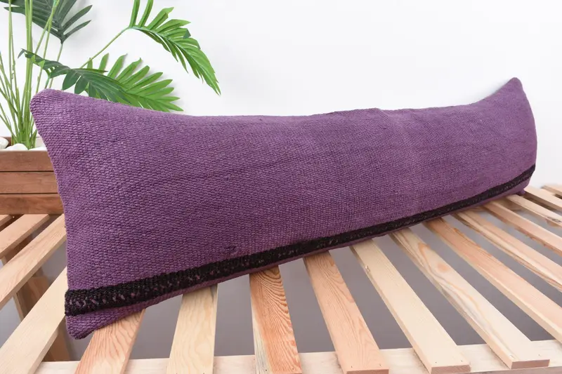 Gift Pillow, 12x43 Purple Cushion Case, Vintage Cushion Cover, Vintage Pillow, Kilim Cushion Sham, Pillow Cover - 4