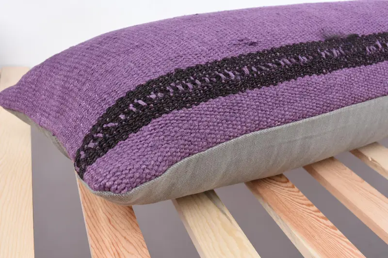 Gift Pillow, 12x43 Purple Cushion Case, Vintage Cushion Cover, Vintage Pillow, Kilim Cushion Sham, Pillow Cover - 6