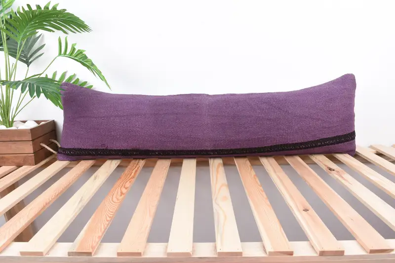 Gift Pillow, 12x43 Purple Cushion Case, Vintage Cushion Cover, Vintage Pillow, Kilim Cushion Sham, Pillow Cover - 1
