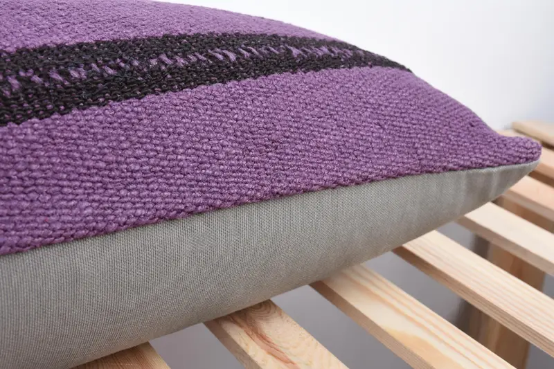 Gift Pillow, 12x43 Purple Cushion Case, Vintage Cushion Cover, Vintage Pillow, Kilim Cushion Sham, Pillow Cover - 7