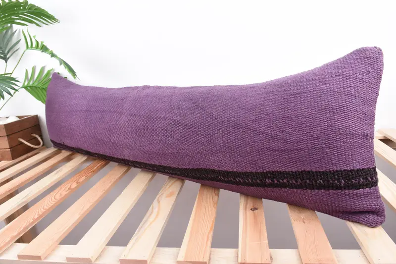 Gift Pillow, 12x43 Purple Cushion Case, Vintage Cushion Cover, Vintage Pillow, Kilim Cushion Sham, Pillow Cover - 5