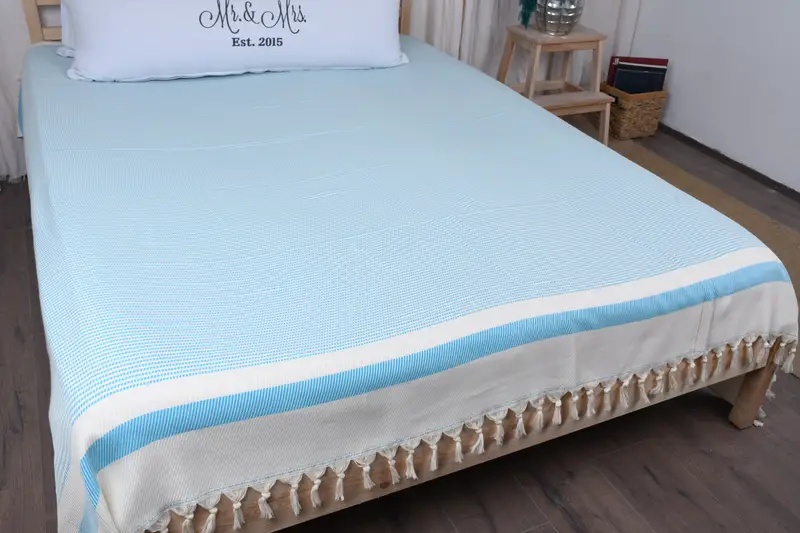 Best Wedding Gift, Aesthetic Blanket, Gift For Him, Turkish Tablecloth, 88x80 Cotton Striped Towel, Tablecloth, Monogram Blanket, Housewarming Gift - 8