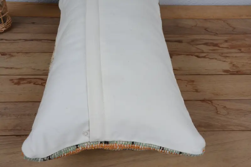 Decorative Bolster Cushion, Handmade Kilim Cushion, Pillow Cover, Pillow for Couch, Pet Pillow Case, Vintage Kilim Pillow, 12x24 Beige Cushion - 6