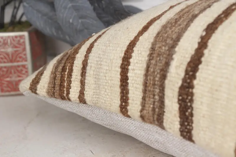 Seat Pillow Cover, 16x24 Beige Cushion Cover, Pillow Sham, Ethnical Kilim Rug Pillow, Boho Pillow, Lounge Throw Pillow Case, Kilim Pillow Cover - 7