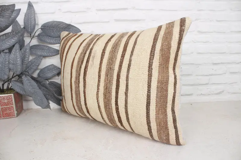 Seat Pillow Cover, 16x24 Beige Cushion Cover, Pillow Sham, Ethnical Kilim Rug Pillow, Boho Pillow, Lounge Throw Pillow Case, Kilim Pillow Cover - 4