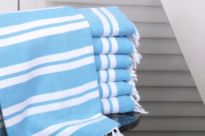 Turkish Towel Beach Personalized Blue Striped Monogram Towel, 40x71 Inches