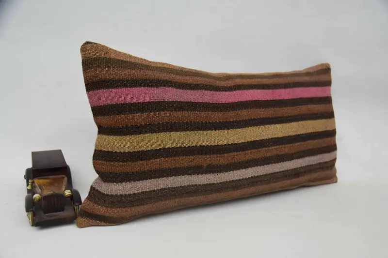 Handmade Kilim Cushion, Pillow Cover, 12x24 Brown Pillow Sham, Sofa Pillow Case, Outdoor Pillow Sham, Vintage Pillow, Pillow for Couch - 2