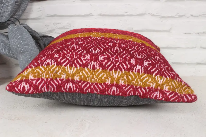 Bed Cushion Cover, 14x14 Red Pillow Sham, Vintage Kilim Pillow, Outdoor Pillow, Gift Pillow, Pillow Cover, Kilim Cushion Sham - 5