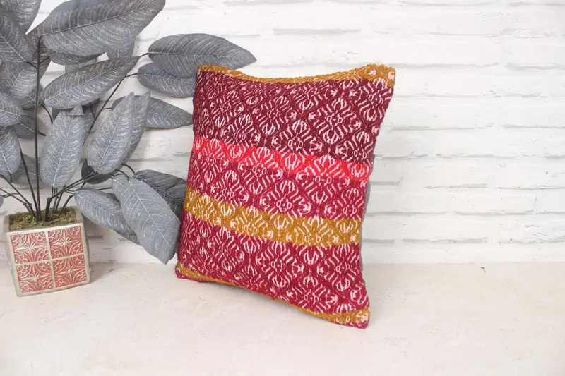 Bed Cushion Cover, 14x14 Red Pillow Sham, Vintage Kilim Pillow, Outdoor Pillow, Gift Pillow, Pillow Cover, Kilim Cushion Sham - 4