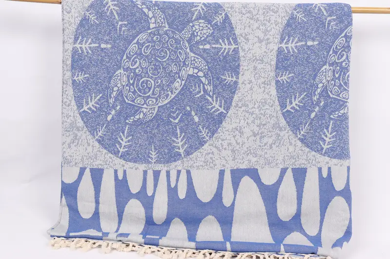 100x80 Cotton Turtle Design Towel, Custom Wedding Gifts, Personalized Gift For Him, Monogram Beach Blanket, Bachelorette Gifts, Turkish Blanket - 1