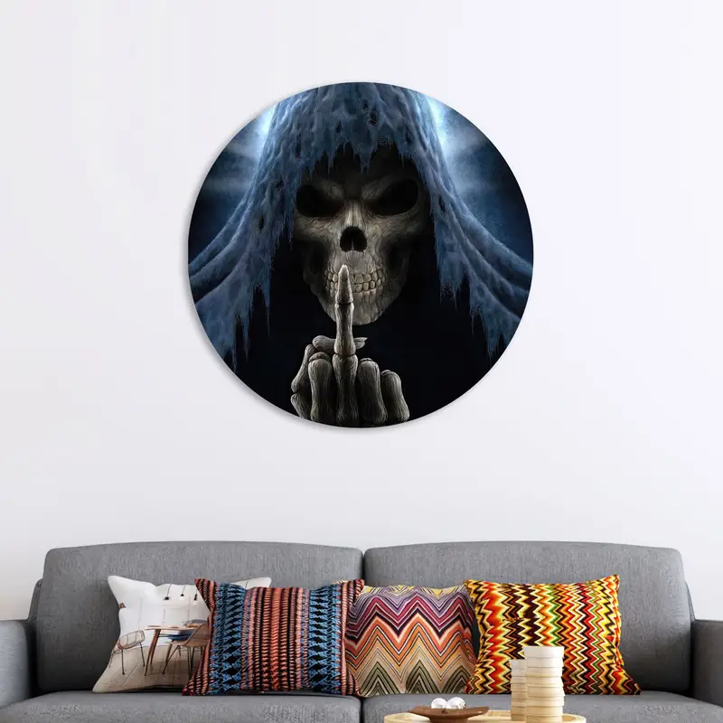 男の洞窟のためのスカルホラー中指ゴシックキャンバス