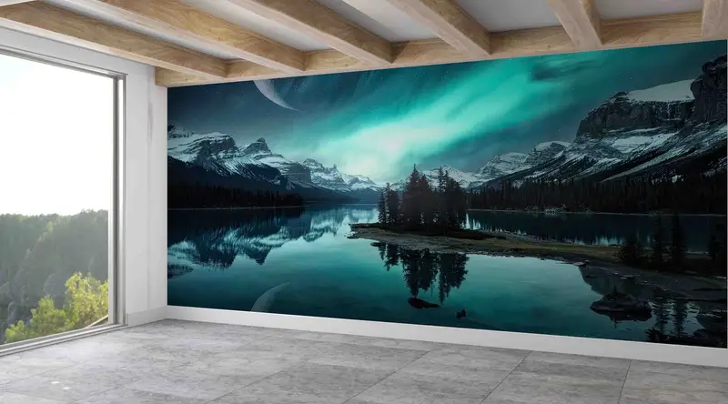 Bedruckte Tapete: Nordlichter und wunderschöne Himmelslandschaften