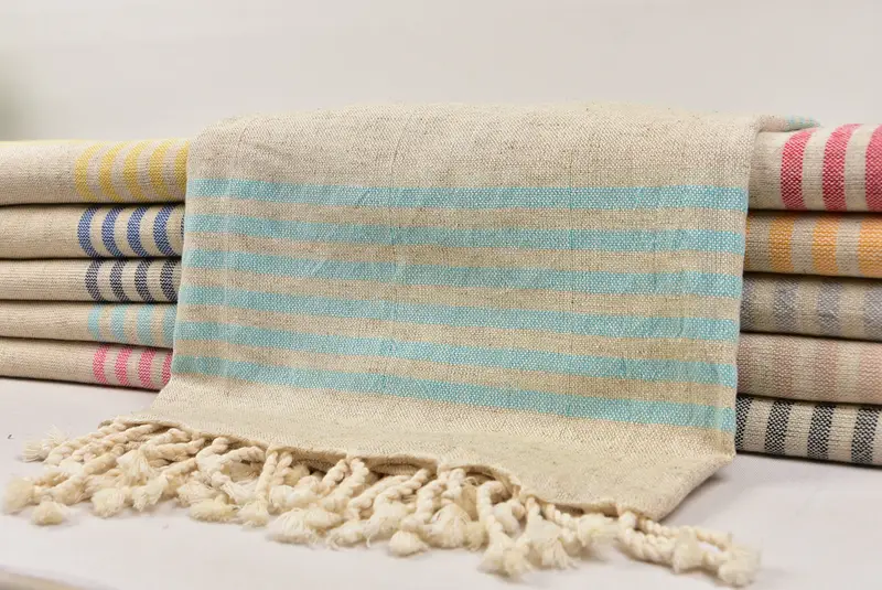 Monogram plaj havlu, spor salonu havlu, kişiselleştirilmiş düğün hediyesi, 70x40 keten çizgili havlu, nedime havlu, peshtemal havlu, erkek arkadaş Noel hediyesi - 2