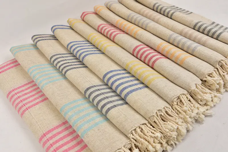 Monogram plaj havlu, spor salonu havlu, kişiselleştirilmiş düğün hediyesi, 70x40 keten çizgili havlu, nedime havlu, peshtemal havlu, erkek arkadaş Noel hediyesi - 6