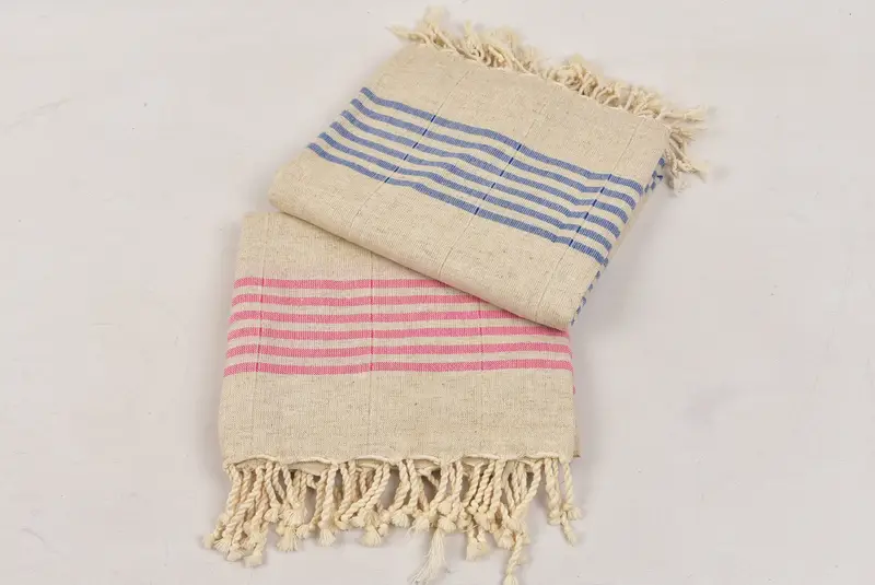 Monogram plaj havlu, spor salonu havlu, kişiselleştirilmiş düğün hediyesi, 70x40 keten çizgili havlu, nedime havlu, peshtemal havlu, erkek arkadaş Noel hediyesi - 7
