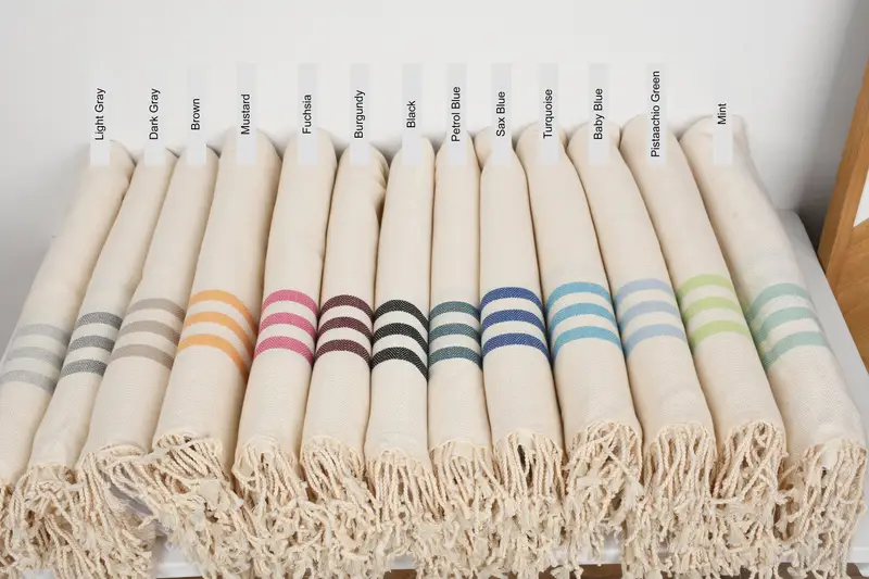 Custom Turkish Beach Towel Striped Design Organic Cotton, 70x40 Inches