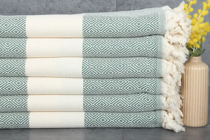 Christmas Gift Towel Personalized Turkish Cotton Dark Green Diamond, 40x71 Inches