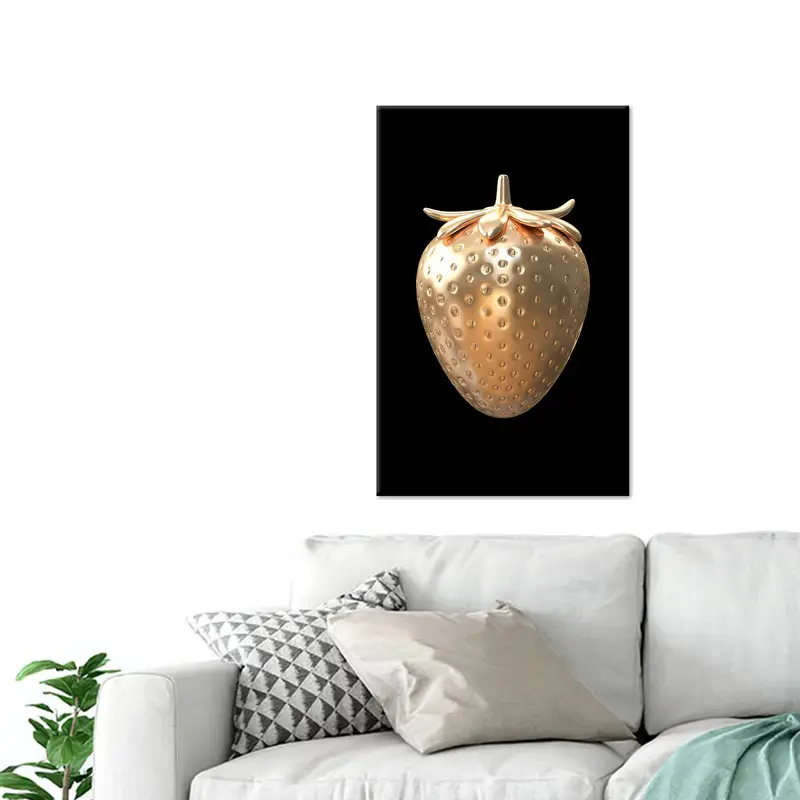 見事なゴールドストロベリートレンディなファッションプリントキャンバスアート