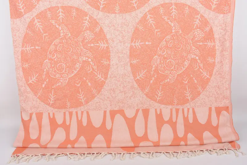 Custom Blanket, Orange Turtle Design, 99x79 Inches, Organic Cotton