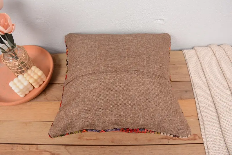 Handwoven Pillow Cover Cushion Cover, Pillow Sham, 18x18 Red Cushion, Interior Designer Pillow, Kilim Pillow, Turkish Kilim Pillow - 6