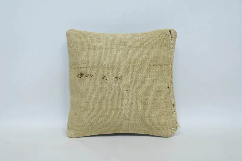 Home Decor Pillow, 12x12 Beige Cushion Case, Pillow Cover, Boho Pillow Sham Cover, Vintage Kilim Throw Pillow, Authentic Pillow Case - 1