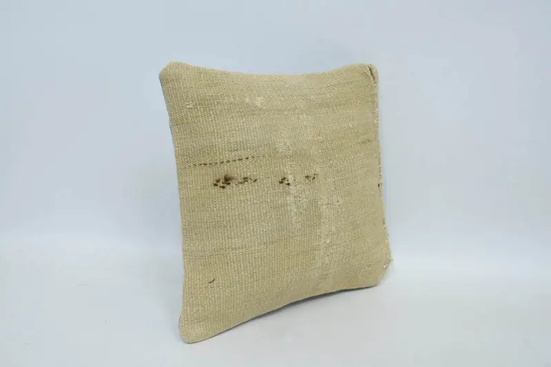 Home Decor Pillow, 12x12 Beige Cushion Case, Pillow Cover, Boho Pillow Sham Cover, Vintage Kilim Throw Pillow, Authentic Pillow Case - 3