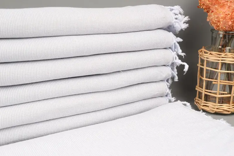 Personalized Light Gray Polka Dot Turkish Towel, 40x67 Inches