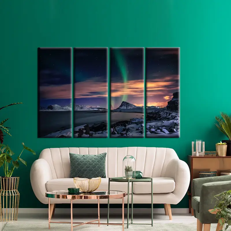 Northern Lights Wall Art, Canvas Wall Art, Living Room Decor, Coastal Home Decor, Modern Wall Art, Nature Landscape Print, Home Decor, - 2