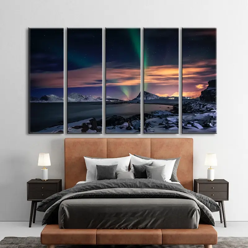 Northern Lights Wall Art, Canvas Wall Art, Living Room Decor, Coastal Home Decor, Modern Wall Art, Nature Landscape Print, Home Decor, - 4