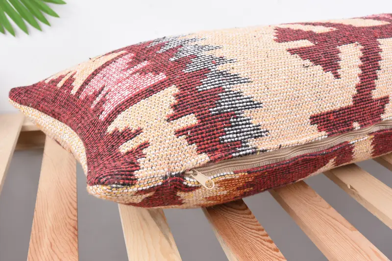 Vintage Kilim Throw Pillow, Farmhouse Pillow Sham, Ethnic Throw Cushion Case, Kilim Pillow Cover, 12x36 Beige Pillow, Home Decor Pillow, Pillow Sham - 6