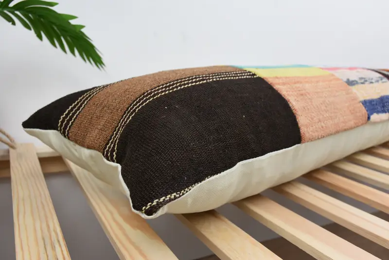 12x48 Yellow Pillow Case, Pattern Throw Cushion Cover, Pillow Case, Vintage Pillow, Kilim Cushion Sham, Interior Designer Pillow, Kilim Rug Pillow - 6