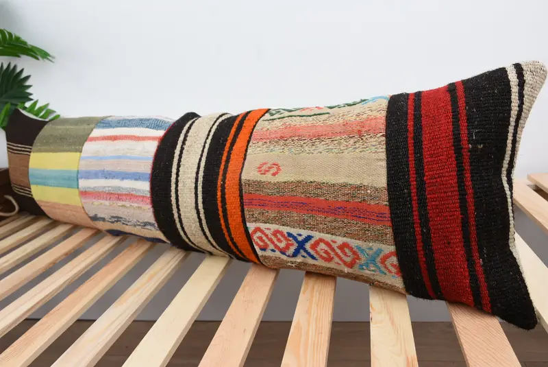 12x48 Yellow Pillow Case, Pattern Throw Cushion Cover, Pillow Case, Vintage Pillow, Kilim Cushion Sham, Interior Designer Pillow, Kilim Rug Pillow - 5