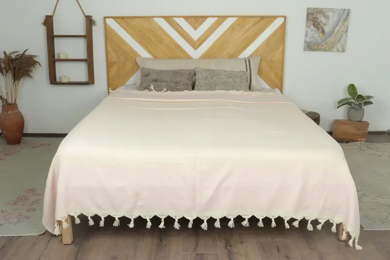 Decorative Bedspread, Boho Throw Blankets, Valentines Gift, Shower Curtain, 104x80 Cotton Diamond Towel, Monogram Blanket, Wedding Favors - 1