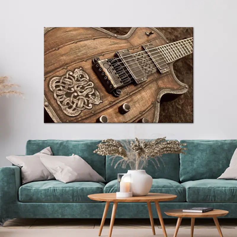 Zarif Baskılı Kanvas: Gitar Tasarımlı Gitarist