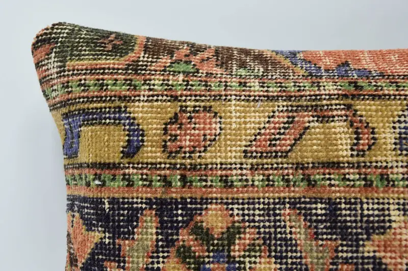 Pillow for Sofa, Pillow, Car Pillow Case, Throw Kilim Pillow, Handmade Rug Seat Cushion Cover, Ethnical Kilim Rug Pillow, 12x20 Blue Cushion Cover - 2