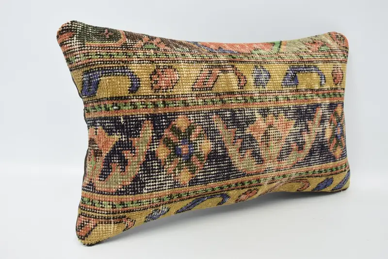 Pillow for Sofa, Pillow, Car Pillow Case, Throw Kilim Pillow, Handmade Rug Seat Cushion Cover, Ethnical Kilim Rug Pillow, 12x20 Blue Cushion Cover - 3